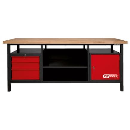 KS TOOLS 865.0201 - Etabli d'atelier 1 porte + 3 tiroirs 840x2000x680mm