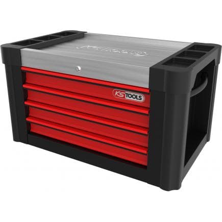 KS TOOLS 873.0004 - Coffre de servante d'atelier PERFORMANCE plus P10TC, 4 tiroirs, noir/rouge