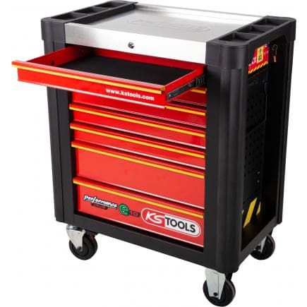 KS TOOLS 873.0007 - PERFORMANCE plus e10 Chariot d'atelier NOIR/ROUGE avec 7 tiroirs