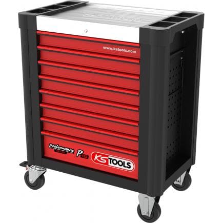 KS TOOLS 873.0008 - PERFORMANCE plus P10 Chariot d'atelier NOIR/ROUGE avec 8 tiroirs
