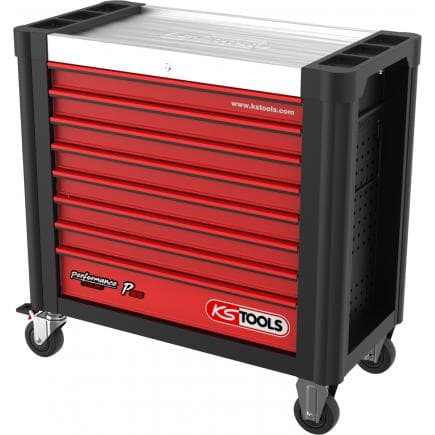 KS TOOLS 873.3008 - PERFORMANCE plus P25 Chariot d'atelier NOIR/ROUGE avec 8 tiroirs