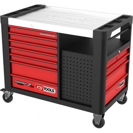 KS TOOLS 873.5008 - PERFORMANCE plus P35 Chariot d'atelier NOIR/ROUGE avec 13 tiroirs