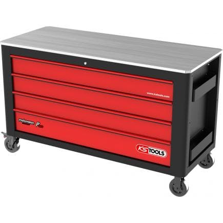 KS TOOLS 873.6008 - PERFORMANCE plus P40 Chariot d'atelier NOIR/ROUGE avec 4 tiroirs