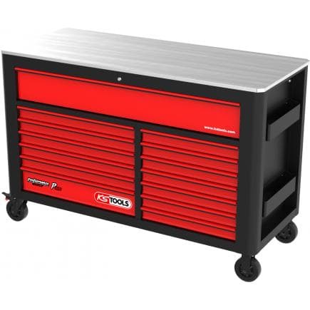 KS TOOLS 873.7014 - PERFORMANCE plus P45 Chariot d'atelier NOIR/ROUGE avec 14 tiroirs