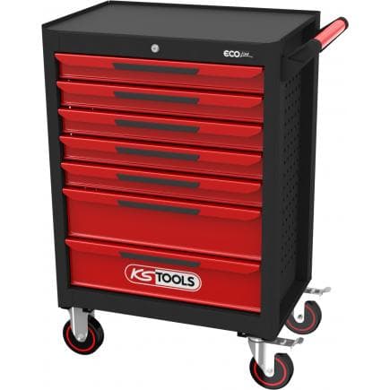 KS TOOLS 897.0007 - ECO line Servante d'atelier NOIR/ROUGE avec 7 tiroirs