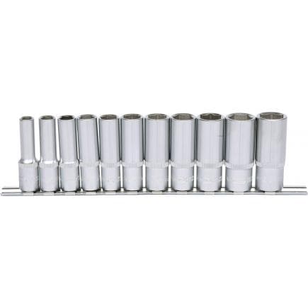 KS TOOLS 911.0611 - 3/8" Jeu de douilles 6 pans, longues (11 pcs) 8-19 mm