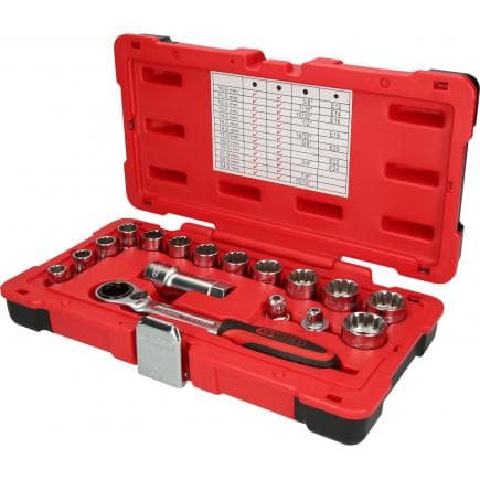 KS TOOLS 916.4050 - 3/8"+1/2" Coffret de douilles TRIPLEplus (17 pcs)