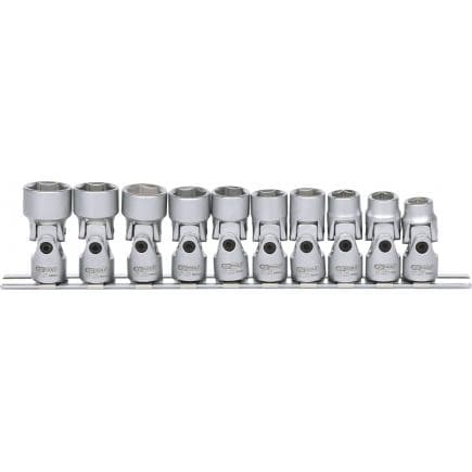 KS TOOLS 917.3940 - 3/8" Jeu de douilles 6 pans articulées, longues 10-19 mm (10 pcs)