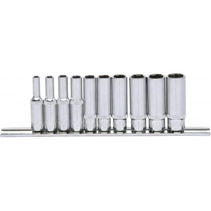 KS TOOLS 918.0610 - 1/4" Jeu de douilles 6 pans CHROME plus, longues 4-13mm (10 pcs)