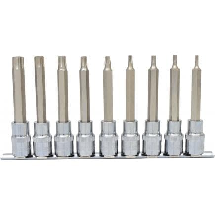 KS TOOLS 918.1890 - 1/2" Jeu de douilles tournevis Torx percé CHROME plus, longues TB20-TB60 (9 pcs)