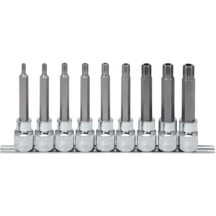 KS TOOLS 918.1895 - 1/2" Jeu de douilles RIBE CHROME plus, longues M5-M14, percé (9 pcs)