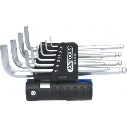 KS TOOLS 920.2200 - Jeu de clés mâles 6 pans à tête sphérique 3 en 1 longues (10 pcs)