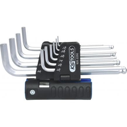 KS TOOLS 920.2250 - Jeu de clés mâles 6 pans à tête sphérique 3 en 1 longues, pouce (10 pcs)