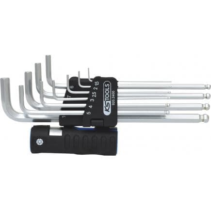 KS TOOLS 920.2400 - Jeu de clés mâles 6 pans à tête sphérique 3 en 1 XL (10 pcs)