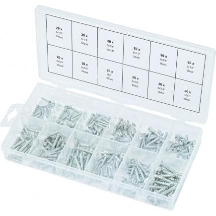 KS TOOLS 970.0410 - Assortiment de vis auto-taraudeuses métal et bois (240 pcs)