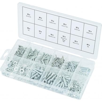 KS TOOLS 970.0500 - Assortiment de vis pour métal et bois, de rondelles et d'écrous (347 pcs)