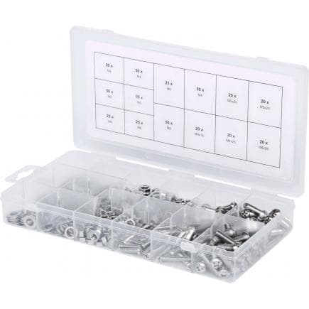 KS TOOLS 970.0510 - Assortiment de vis, rondelles et écrous en inox, métriques, (475 pcs)
