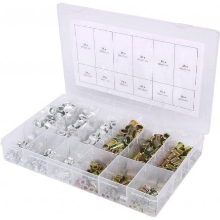 KS TOOLS 970.0630 - Assortiment de rivets filetes acier et aluminium, M3x9mm-M10x21mm (300 pcs)
