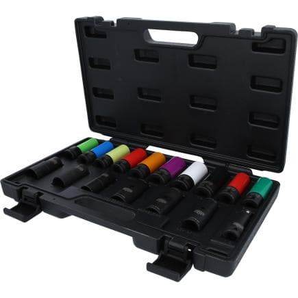 KS TOOLS 515.0885 - Jeu de douilles à chocs spéciales MASTER 1/2" pour raccords vissés de roue (17 pcs.)
