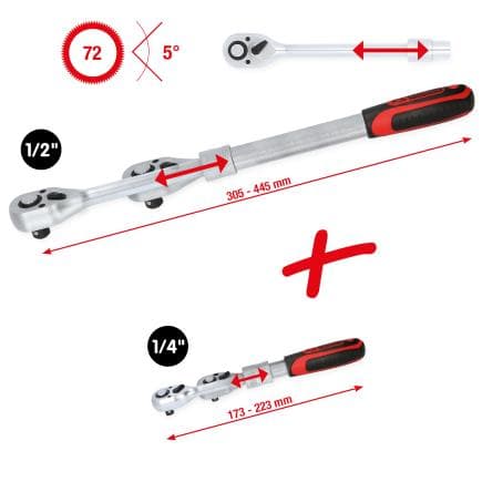 KS TOOLS 914.1412 - Kit de cliquets réversibles télescopiques 1/4"-1/2" (2 pcs.)