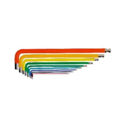 KUKKO 213BT015 - Clé Allen mâle coudée longue à tête sphérique avec code couleur