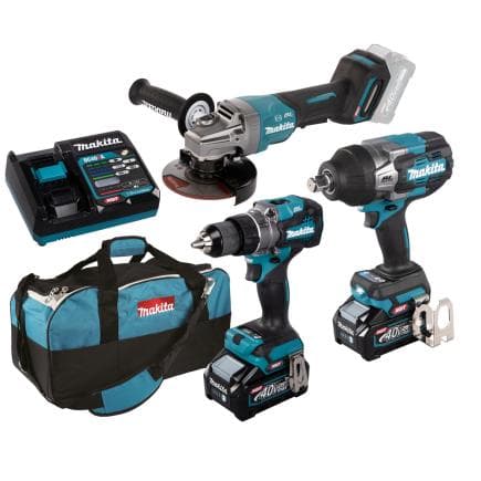 MAKITA DK0158G301 - Set perceuse et visseuse à percussion, meuleuse d'angle (avec 2 batteries et chargeur)