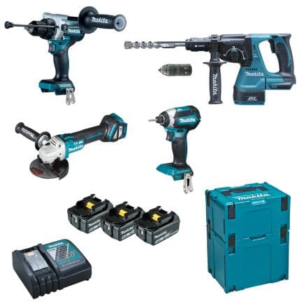 MAKITA DLX4158TJ - Kit Combo avec 4 outils LXT® (avec 3 batteries et chargeur)