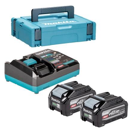 MAKITA 1911B9-4 - XGT® 40V chargeur rapide max deux piles 4,0 Ah dans un boîtier Makpac.