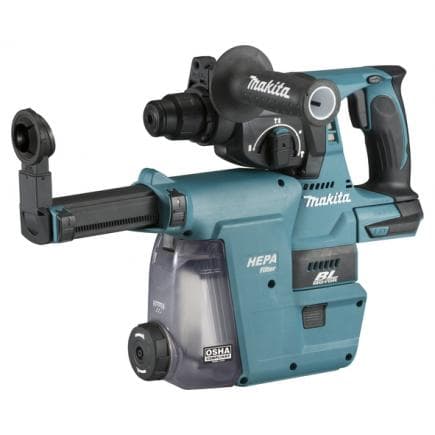 MAKITA DHR242ZJW - MARTEAU 18V SDS-Plus 24 mm - 3 FONCTIONS - en coffret sans batteries et chargeur de batterie avec Jeu d'aspiration