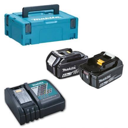 MAKITA 198116-4 - Lot de 2 batteries 18V 6.0Ah et chargeur de batterie rapide - en coffret