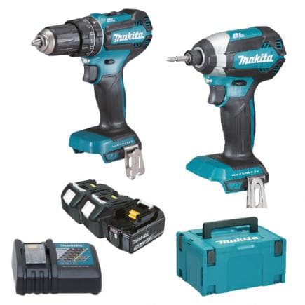 MAKITA DLX2283JX1 - Jeu de perceuse visseuse, perceuse visseuse, 3 batteries 3,0 Ah et chargeurs de batterie - en coffret