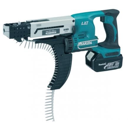 MAKITA DFR550RTJ - 18V AUTO FEED SCREWDRIVER - in case with belt hook, 2 batteries 5.0Ah and charger
