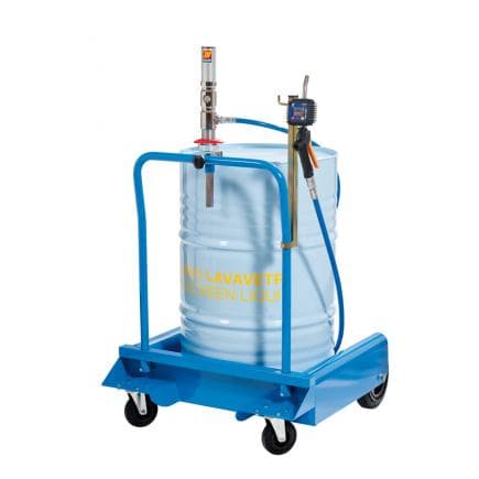MECLUBE 029-1390-000 - Chariot complet pour liquide lave-vitres pour fûts de 180 - 220 l AVEC TUBE R6 1/2 "MF, longueur 3,0 m