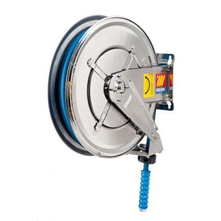 MECLUBE 070-2304-220 - Dévidoir fixe INOX AISI 304 POUR EAU 150 ° C 200 bar Mod. FX 460 AVEC TUBE 20 m ø 5/16