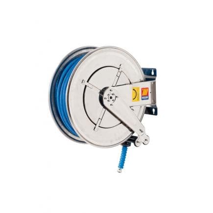 MECLUBE 070-2504-430 - Dévidoir fixe INOX AISI 304 POUR EAU 150 ° C 200 bar Mod. FX 555 AVEC TUBE 30 m ø 1/2