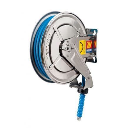 MECLUBE 070-2205-210 - Dévidoir fixe INOX AISI 304 POUR EAU 150 ° C 400 bar Mod. FX 400 AVEC TUBE 10 m ø 5/16