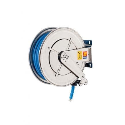 MECLUBE 070-2505-430 - Dévidoir fixe INOX AISI 304 POUR EAU 150 ° C 400 bar Mod. FX 555 AVEC TUBE 30 m ø 1/2
