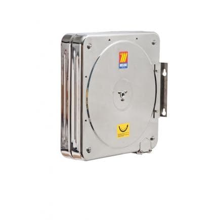 MECLUBE 074-5502-300 - Dévidoir fixe caréné INOX AISI 304 POUR AIR - EAU 20 bar Mod. CFX 500 SANS TUBE Entrée - Sortie F3 / 8"G M3 / 8"G