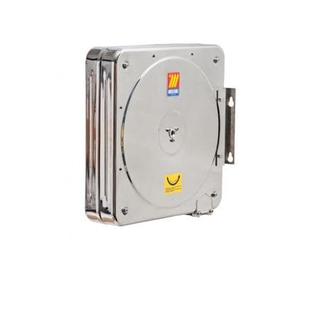MECLUBE 074-5502-400 - Dévidoir fixe caréné INOX AISI 304 POUR AIR - EAU 20 bar Mod. CFX 500 SANS TUBE Entrée - Sortie M1/2"G M1/2"G