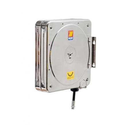 MECLUBE 074-5502-212 - Dévidoir fixe caréné INOX AISI 304 POUR AIR - EAU 20 bar Mod. CFX 500 AVEC TUBE 12 m ø 5/16 "