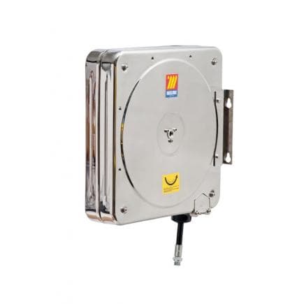 MECLUBE 074-5502-318 - Dévidoir fixe caréné INOX AISI 304 POUR AIR - EAU 20 bar Mod. CFX 500 AVEC TUBE 18 m ø 3/8"