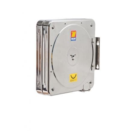 MECLUBE 074-5505-300 - Dévidoir fixe caréné INOX AISI 304 POUR EAU 150 ° C 200/400 bar Mod. CFX 500 SANS TUBE Entrée - Sortie F3 / 8"G M3 / 8"G