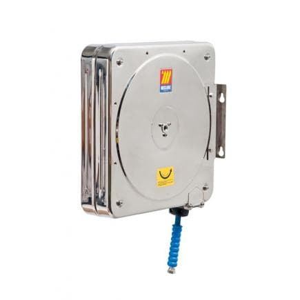 MECLUBE 074-5505-310 - Dévidoir fixe caréné INOX AISI 304 POUR EAU 150 ° C 200 bar Mod. CFX 500 AVEC TUBE 10 m ø 3/8"