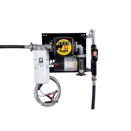 MECLUBE 090-5047-Z85 - Distributeur mural pour transfert diesel COMPACT 85 l/min 24V avec arme automatique, débitmètre et filtre