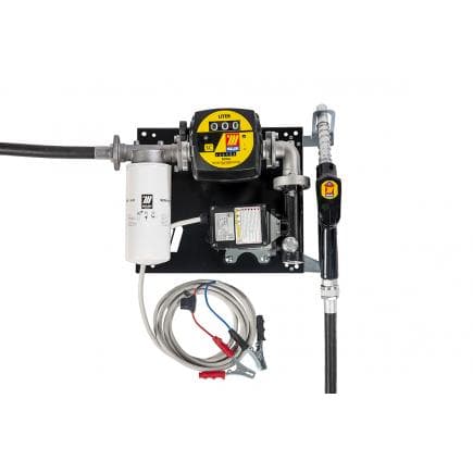 MECLUBE 090-5047-Y60 - Distributeur mural pour transfert diesel COMPACT 60 l/min 12V avec arme automatique, débitmètre et filtre