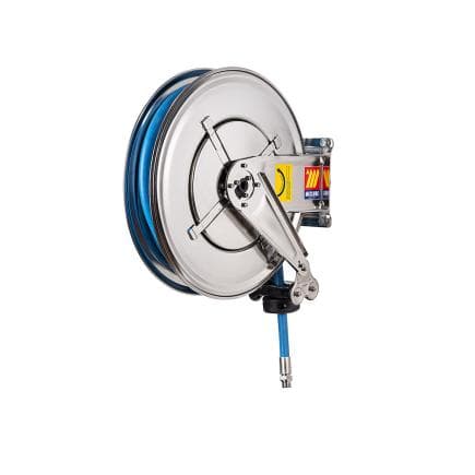 MECLUBE 070-2313-415 - Enrouleur de tuyau fixe aisi 304 inox fx-460 pour usage alimentaire 120°c ø1/2" 15m