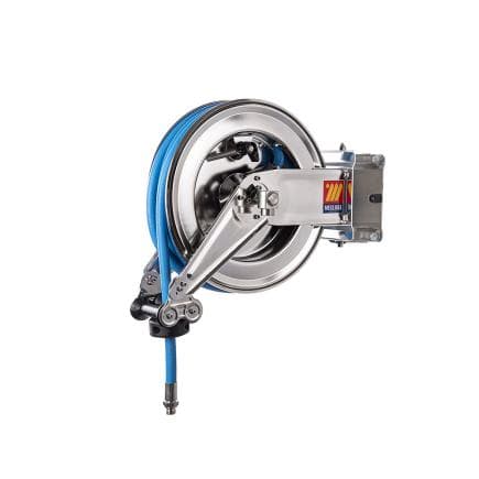 MECLUBE 071-2213-410 - Enrouleur automatique pivotant en acier inoxydable aisi 304 gauche-400 pour usage alimentaire 120°c ø1/2" 10m
