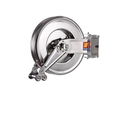 MECLUBE 071-2313-400 - Enrouleur de tuyau automatique pivotant en acier inoxydable aisi 304 gauche-460 pour usage alimentaire 120°c 1/2" (sans tuyau)