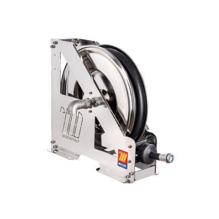 MECLUBE 073-2308-508 - Enrouleur de tuyau automatique en acier inoxydable aisi 304 à usage intensif série hdx-460 pour antigel-laveur-bleu 1/2"...