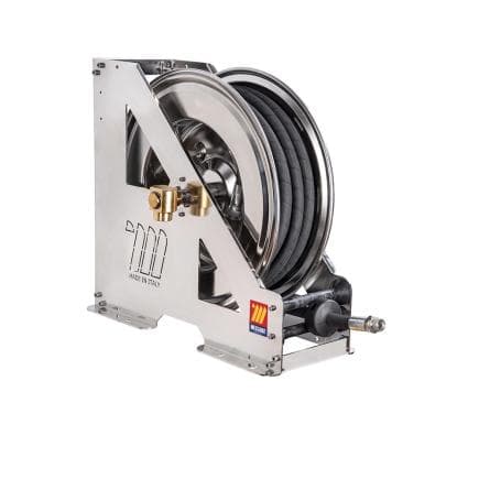 MECLUBE 073-2502-520 - Enrouleur de tuyau automatique en acier inoxydable aisi 304 à usage intensif série hdx-555 pour air-eau ø3/4" 20m